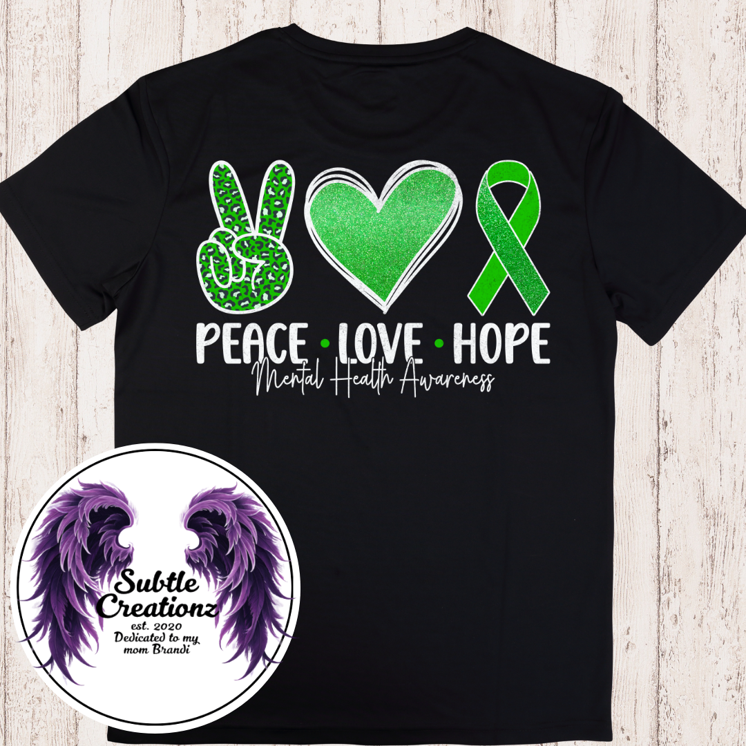 Peace Love Hope Mental Health T-Shirt