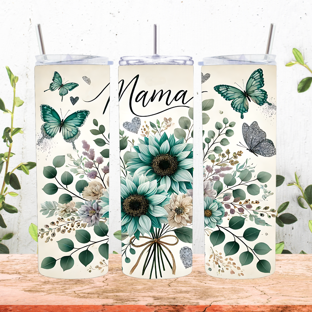 Blue Floral Mama Tumbler