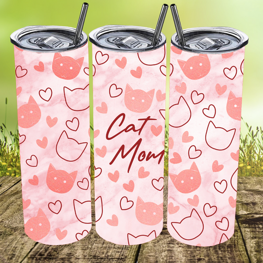 Pink Cat Mom Tumbler