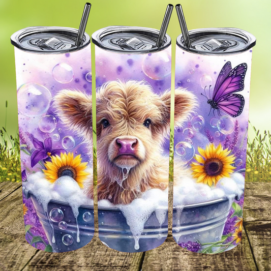 Purple Bubbles Moo Tumbler