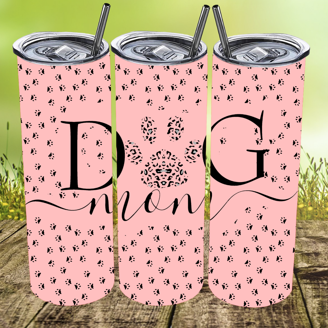 Dog Mom Pawprint Tumbler
