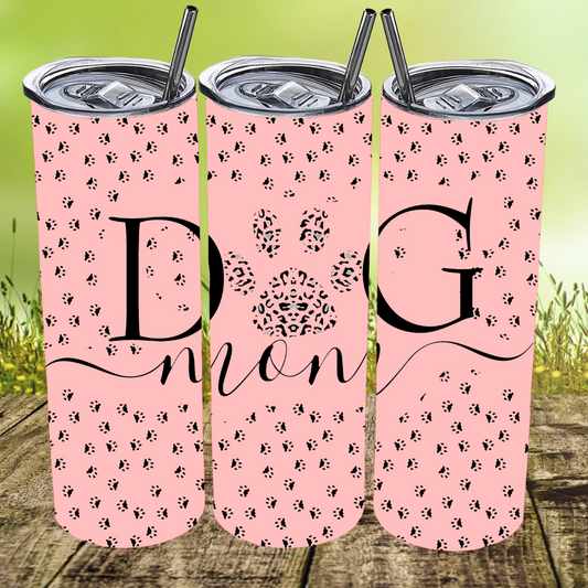 Dog Mom Pawprint Tumbler