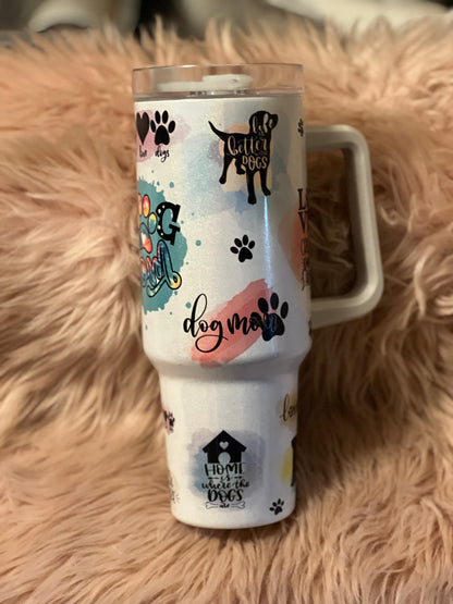 40oz Shimmer Tumbler w/ Handle Dog Mom