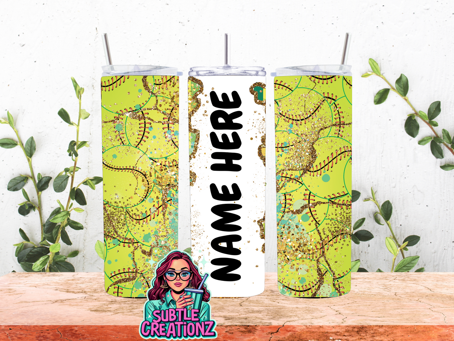 Custom Name Softball 20oz Tumbler