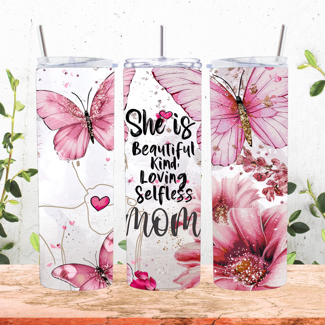 She is Mom Tumbler Pink