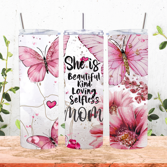 She is Mom Tumbler Pink