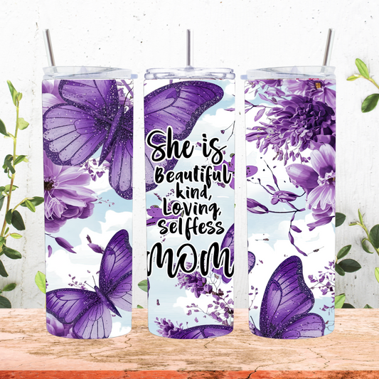 She is Mom Tumbler Purple