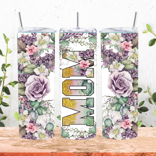 Mom Mixed Purple Floral Tumbler